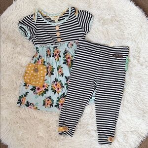 Matilda Jane Striped Floral Dress and Leggings Set